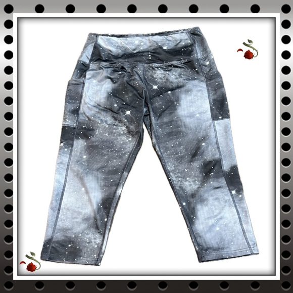 Jusue cropped capri leggings - black gray white - size xl - Picture 1 of 9